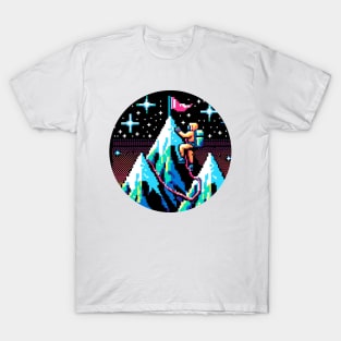 Neon Mountain Climbing - 8-Bit Summit Adventure T-Shirt